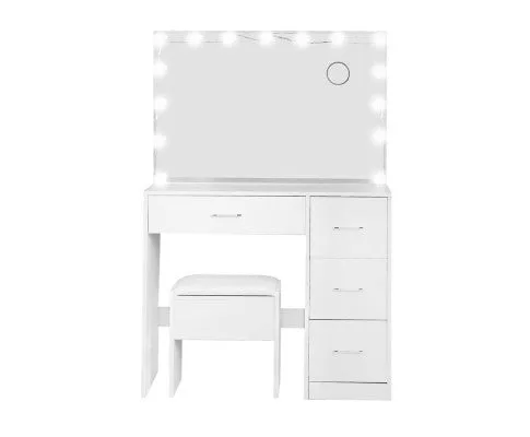 Dressing Table Set Stool 15 Led Bulbs White Darcy