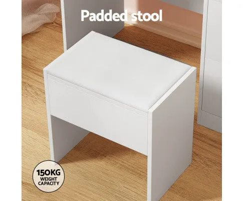 Dressing Table Set Stool 15 Led Bulbs White Darcy