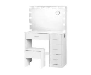Dressing Table Set Stool 15 Led Bulbs White Darcy