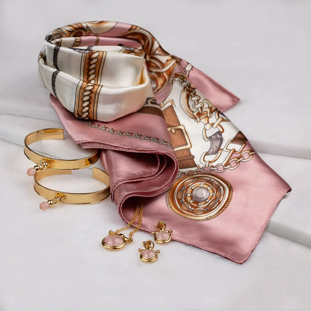 Droplette - Snaffle Horse Bit Rose Quartz and 14K Gold on Sterling Silver Earring