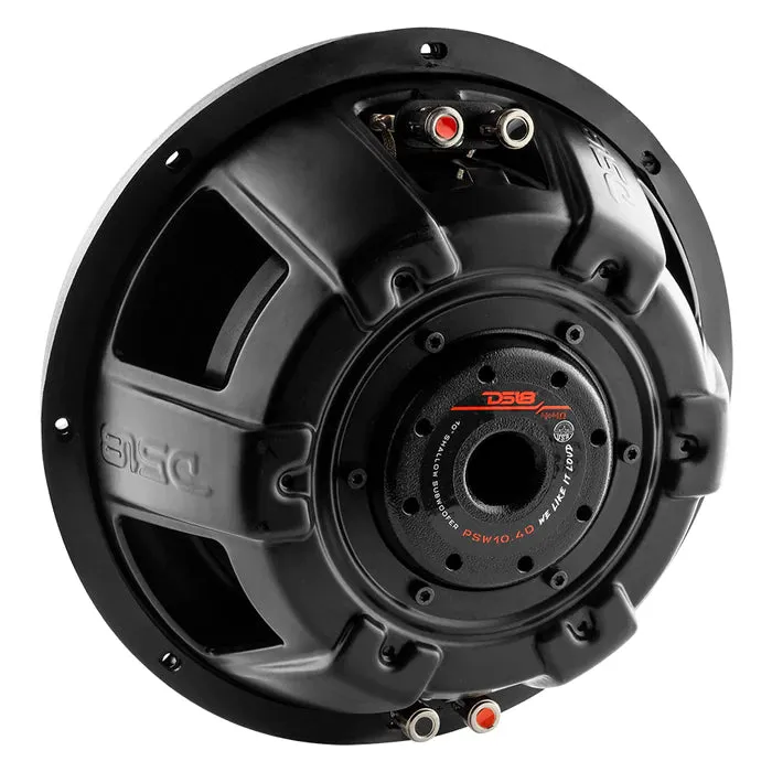 DS18 PS Shallow-Mount Water Resistant 10" Subwoofer 500 Watts Rms DVC 4-Ohm (Single Unit)