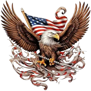Eagle with America Flag- AI Created Custom Artwork Gift - Digital Download Canvas Print Wall Art Poster, Junk Journal Cottage Core DIY Craft PNG with Transparent Background