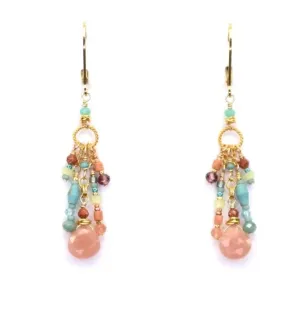 Earrings with Sunstone, Garnet, Goldstone