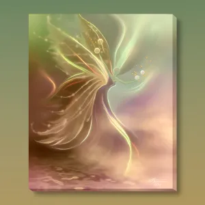 Earth Tones Flowing Energy Art Canvas Print with Glistening Fairy Wings and Orbs of Manifestion
