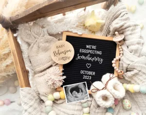 Easter Baby Announcement, Easter Pregnancy Announcement With Bunny and Chick