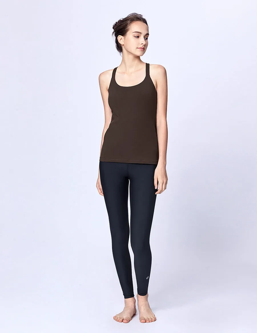 easyoga LA-VEDA Aqueous Drop Back Tank10 - C1 Dark Brown