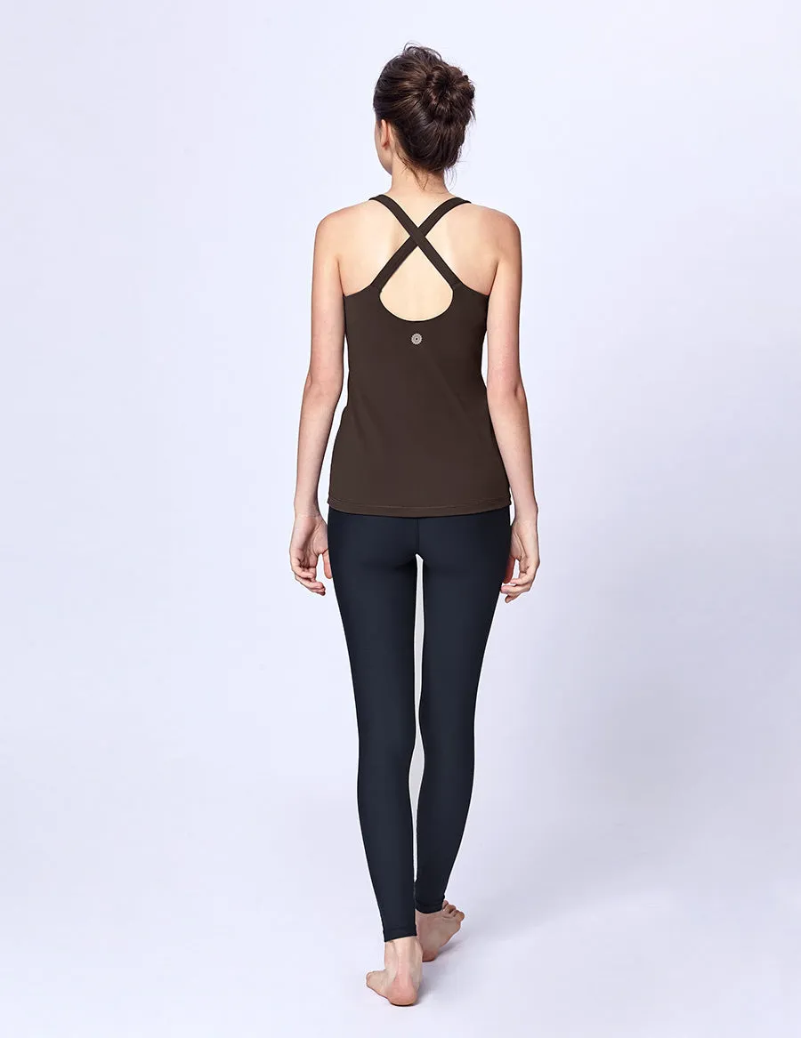 easyoga LA-VEDA Aqueous Drop Back Tank10 - C1 Dark Brown