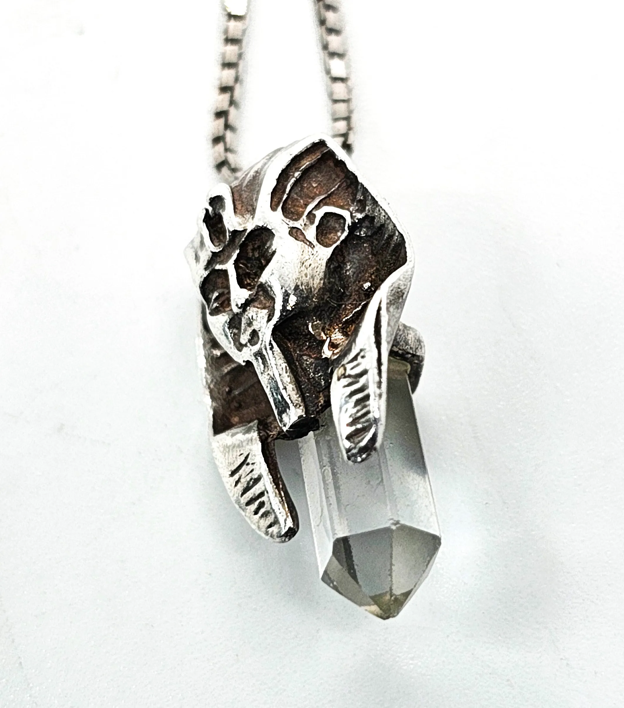 Egyptian Revival King Tut Pharoah terminated quartz sterling silver vintage necklace