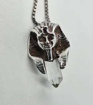 Egyptian Revival King Tut Pharoah terminated quartz sterling silver vintage necklace
