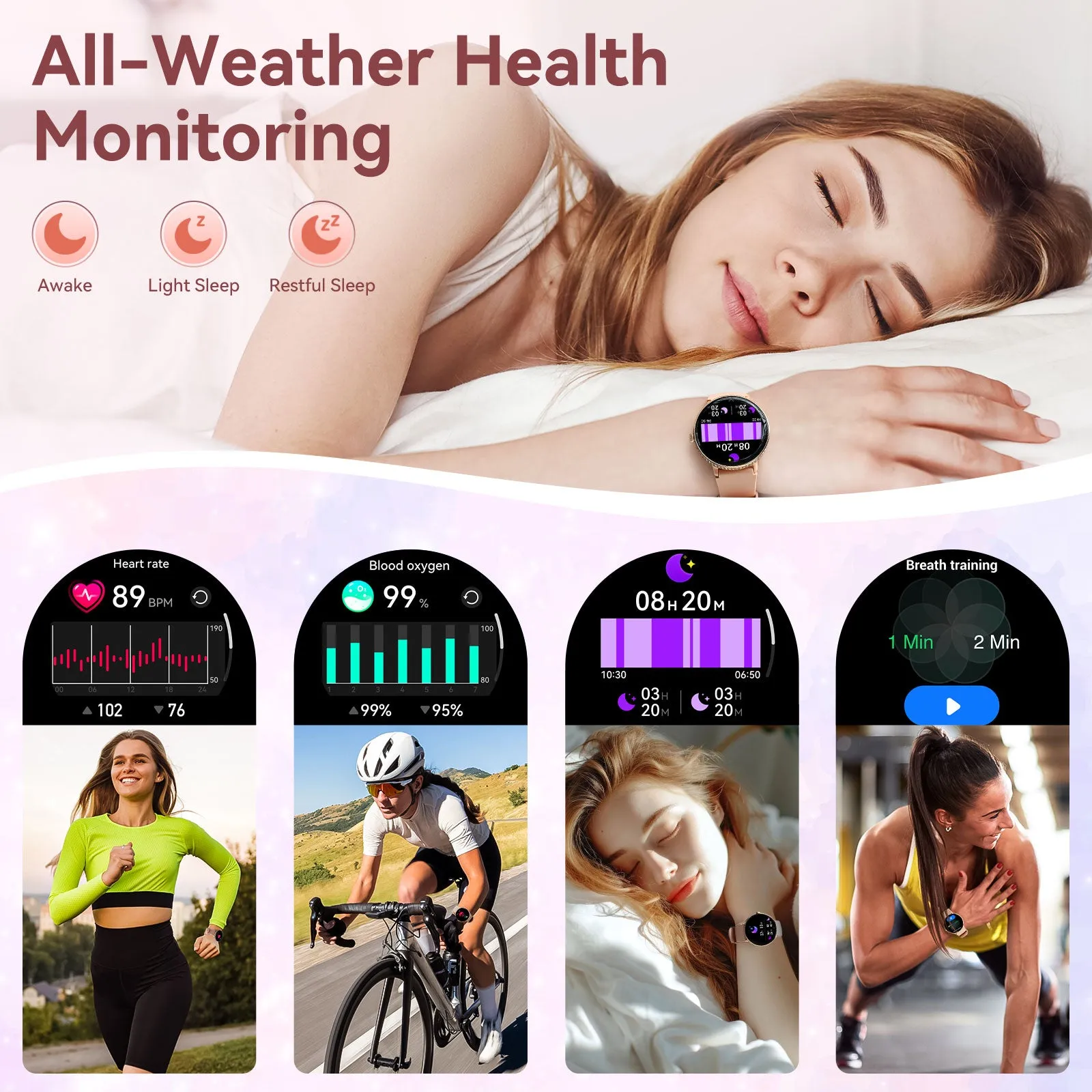 EIGIIS Smart Watch for Women with Diamonds 1.2" AMOLED Touchscreen Fitness Tracker Make/Answer Calls Heart Rate SpO2 Monitor IP68 Waterproof, Sleep & Activity Tracking Smartwatch for iPhone Android Phones