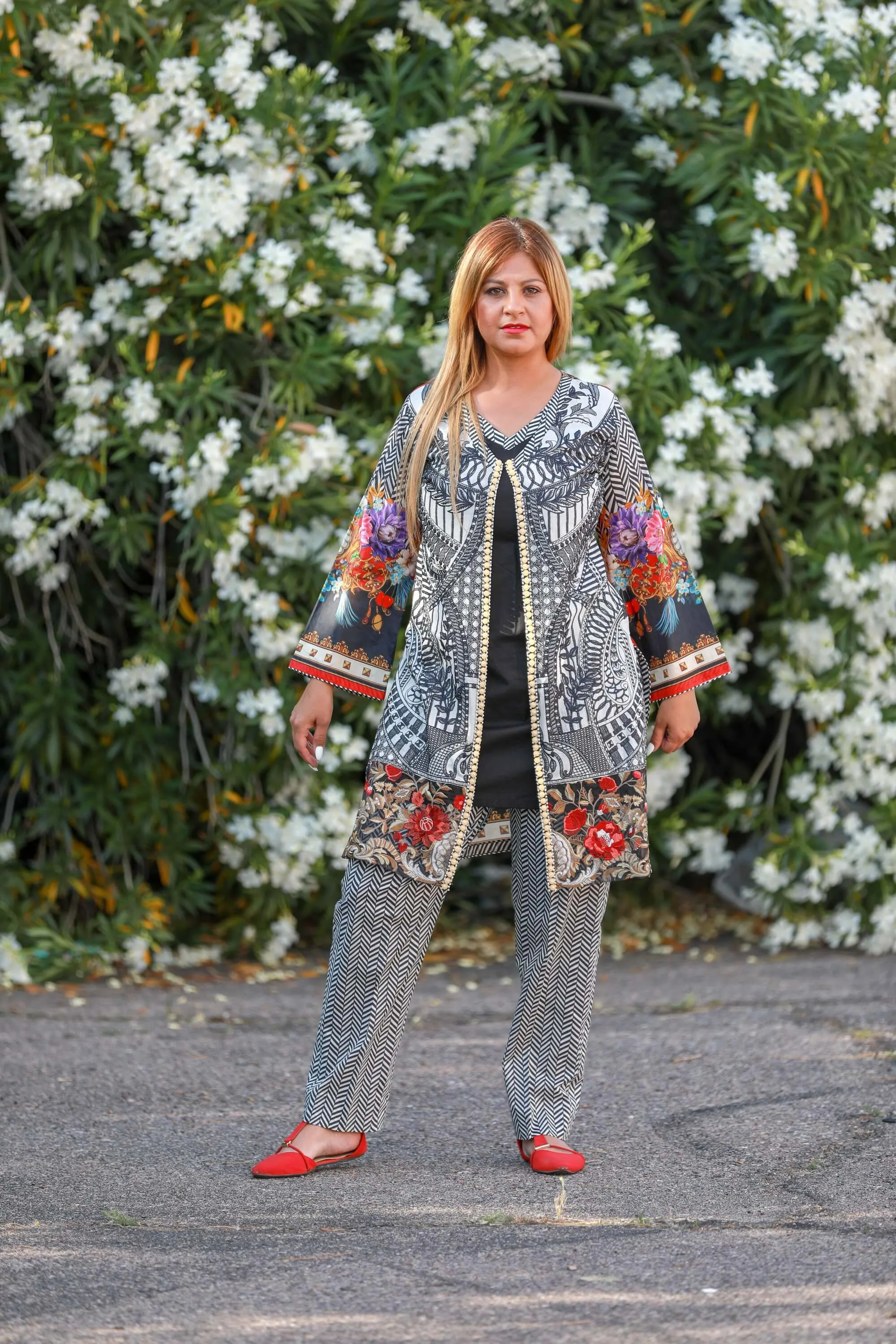 Elan Grey Cotton-Lawn Suit -Salwar Kameez