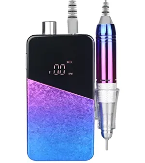 Electric Nail Drill Machine,Lumcrissy Professional Colorful Rechargeable 35000 rpm Nail Drill Portable E-File with Battery,Portable Electric Acrylic Nail Tools,Polishing,Nail Removing (Rainbow)