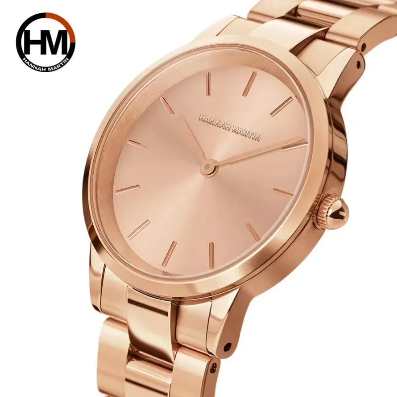 Elegent Rose Gold Women Watch Japan Movement Quartz Waterproof Wristwatches Female round Dial Stain Steel Band Fashion Clock