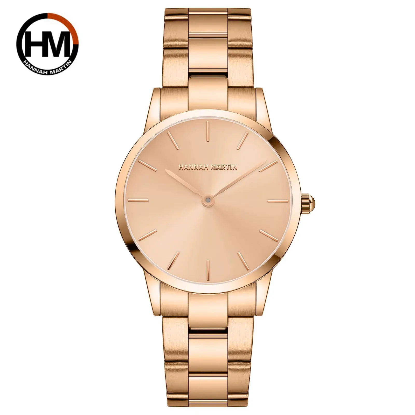 Elegent Rose Gold Women Watch Japan Movement Quartz Waterproof Wristwatches Female round Dial Stain Steel Band Fashion Clock