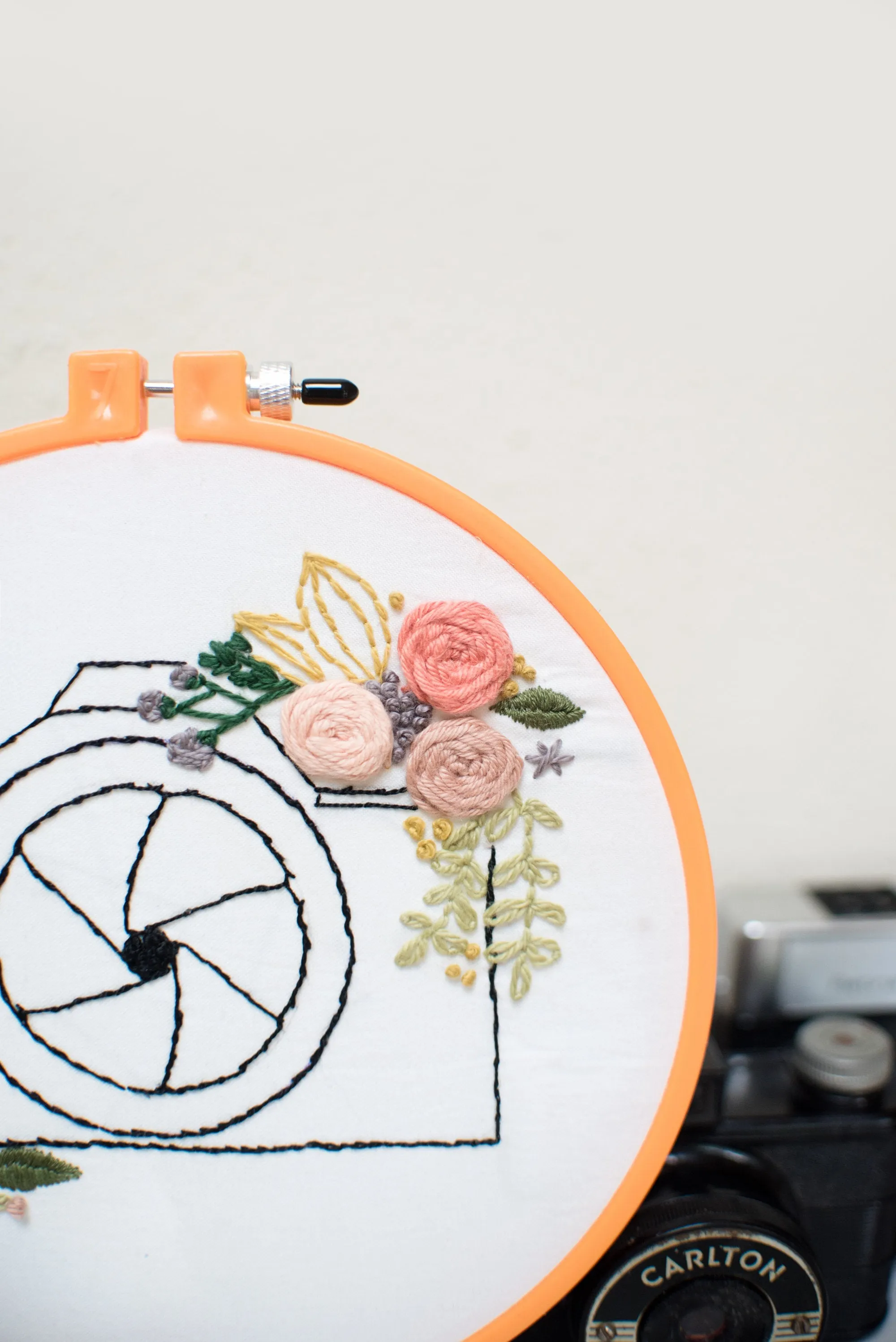 Embroidery Pattern Vintage Camera