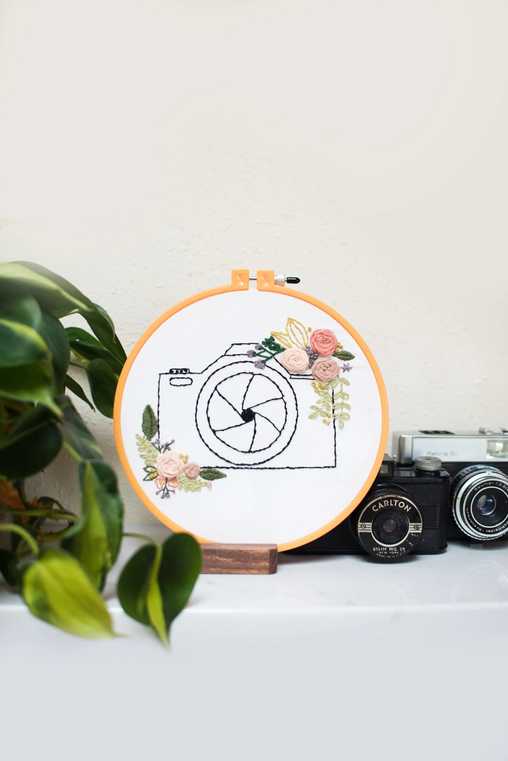 Embroidery Pattern Vintage Camera