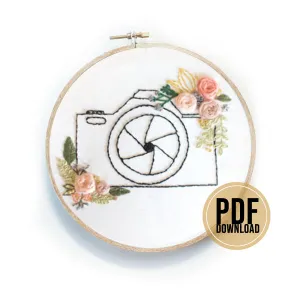 Embroidery Pattern Vintage Camera