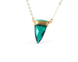 Emerald Green Wire Wrapped Briolette Necklace