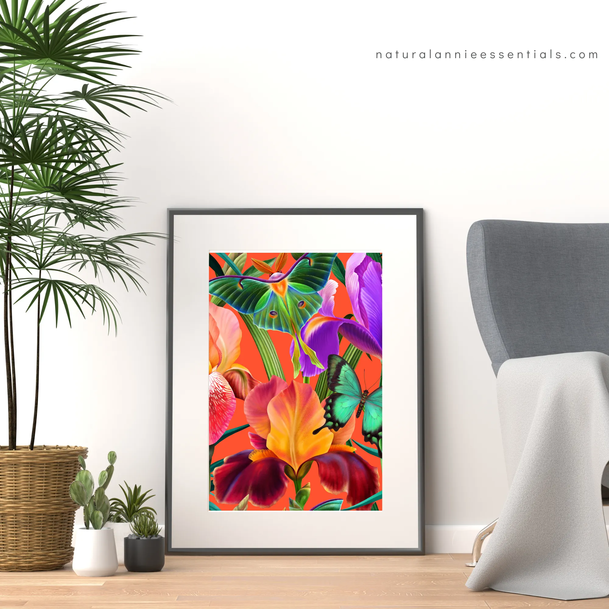 ENCHANTED TROPICS: Bold Colorful Tropical Butterfly Printed wall art
