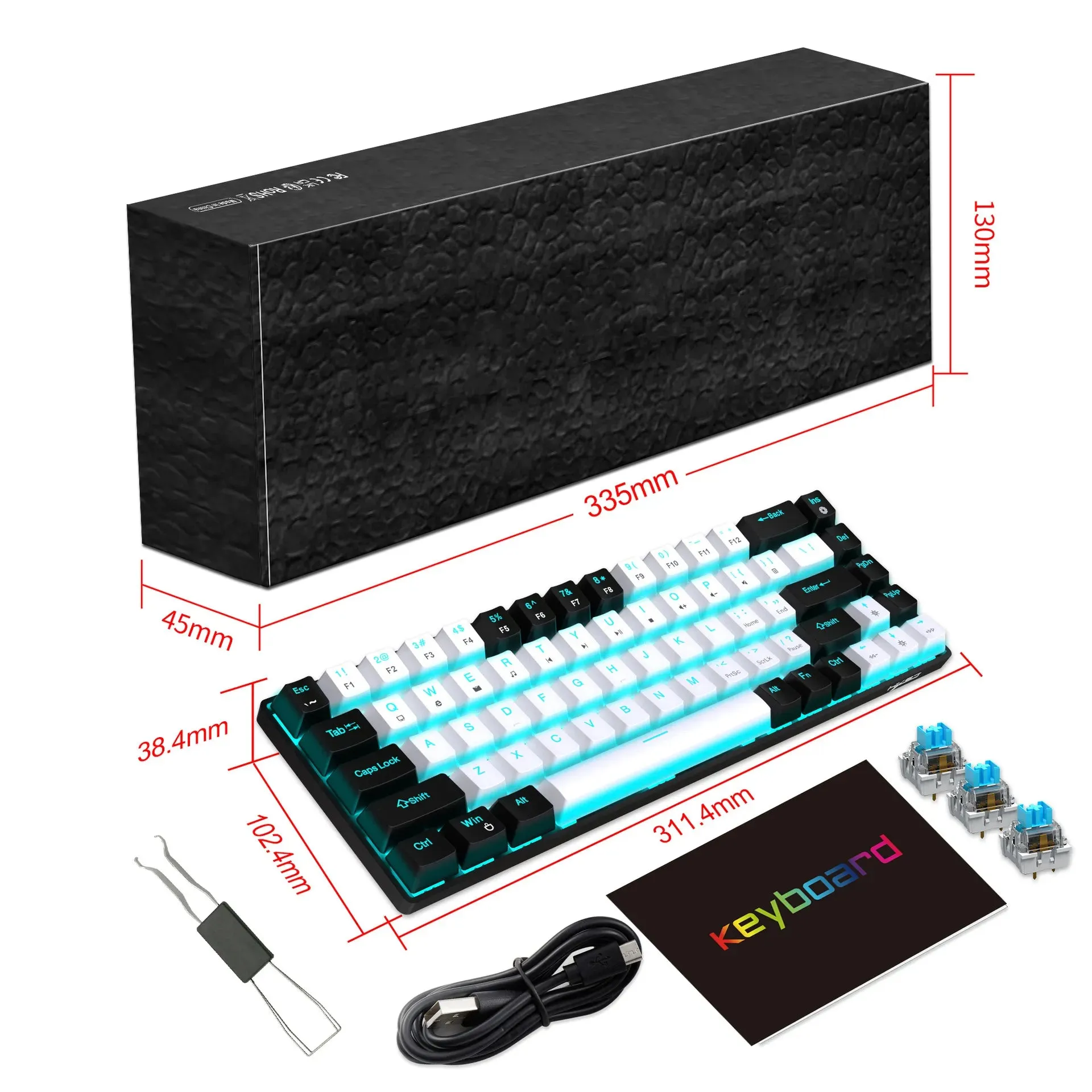Ergonomic 68-Key Mechanical Gaming Keyboard with RGB Backlight