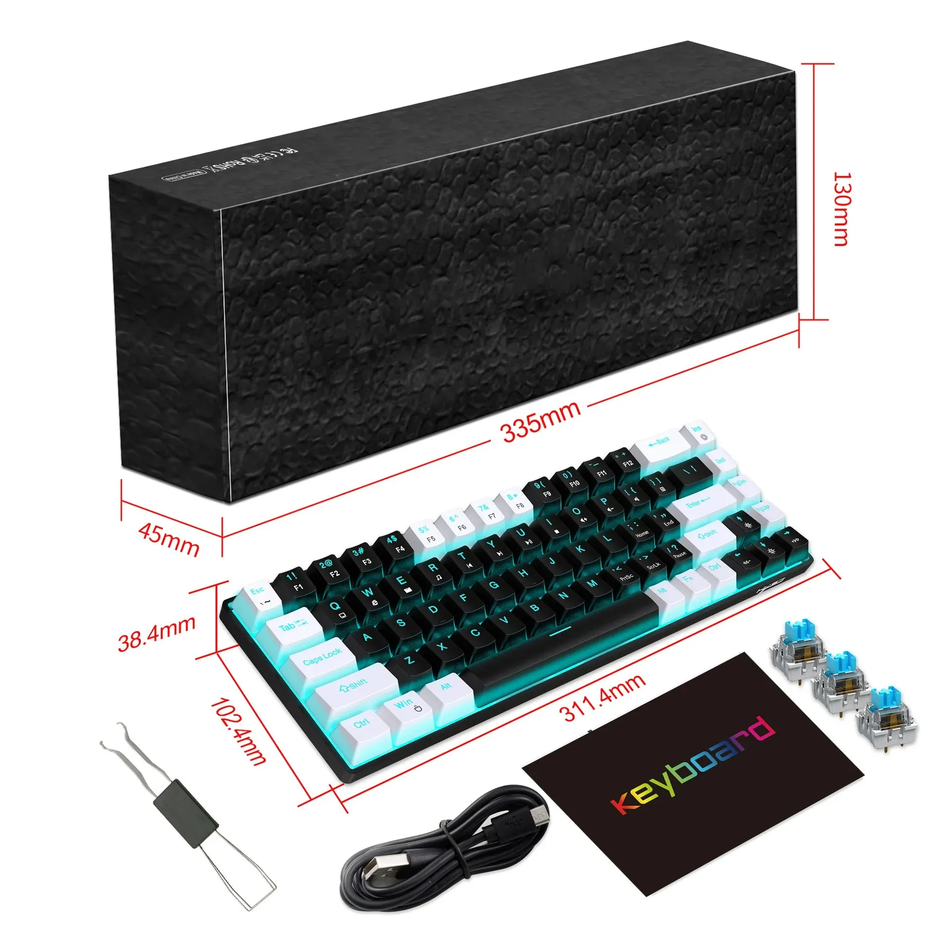 Ergonomic 68-Key Mechanical Gaming Keyboard with RGB Backlight