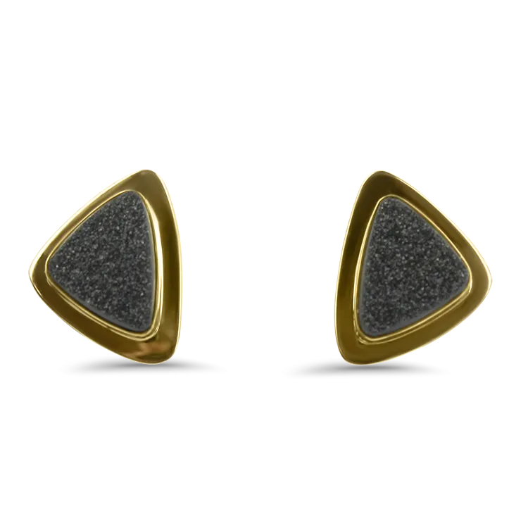 Estate 14k Yellow Gold Drusy Quartz Stud Earrings