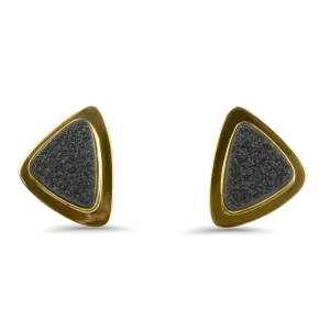 Estate 14k Yellow Gold Drusy Quartz Stud Earrings