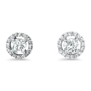Estate 18k White Gold Diamond Halo Stud Earrings - 0.8cts