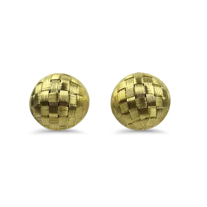 Estate 18k Yellow Gold Woven Dome Stud Earrings