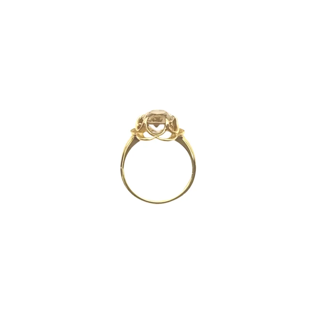 Estate Smokey Quartz Flower Gold Ring