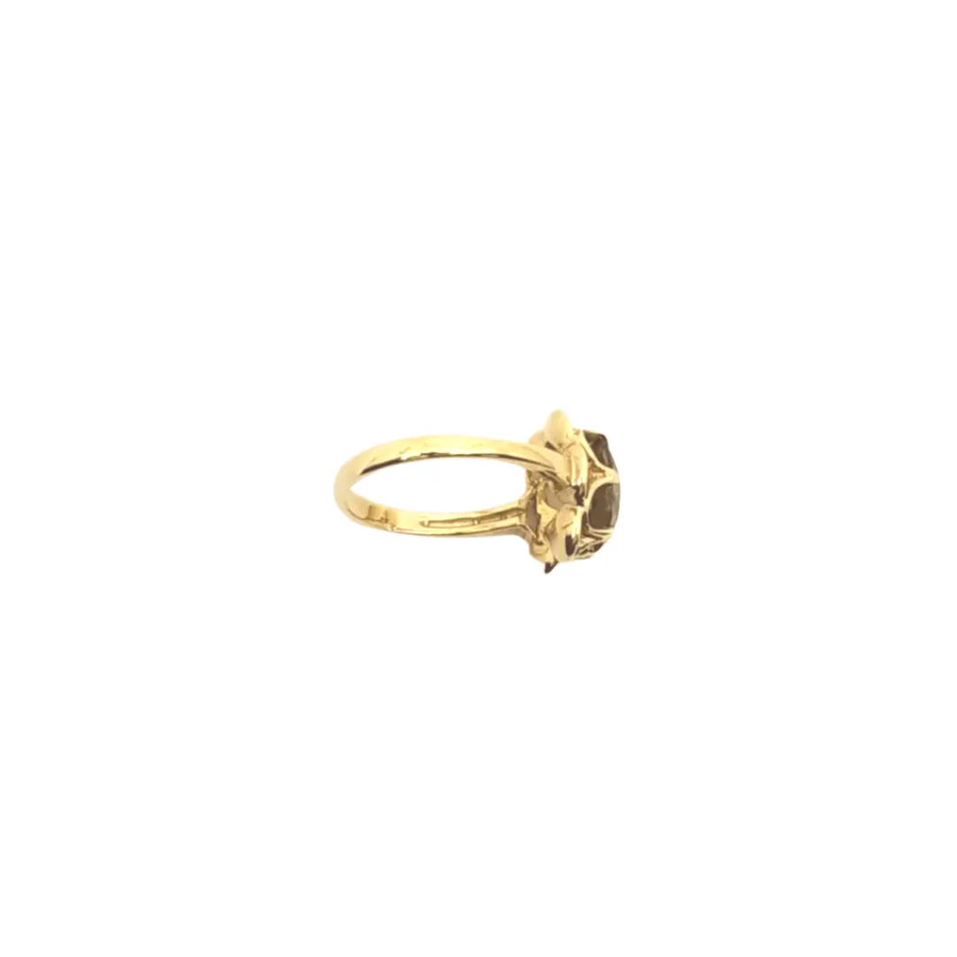 Estate Smokey Quartz Flower Gold Ring