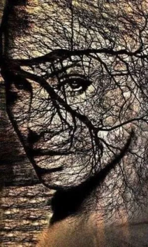 Face In The Forest - AI Enhanced Hand Crafted Original Retro Style Home Decor - Digital Download - Custom Designed Art