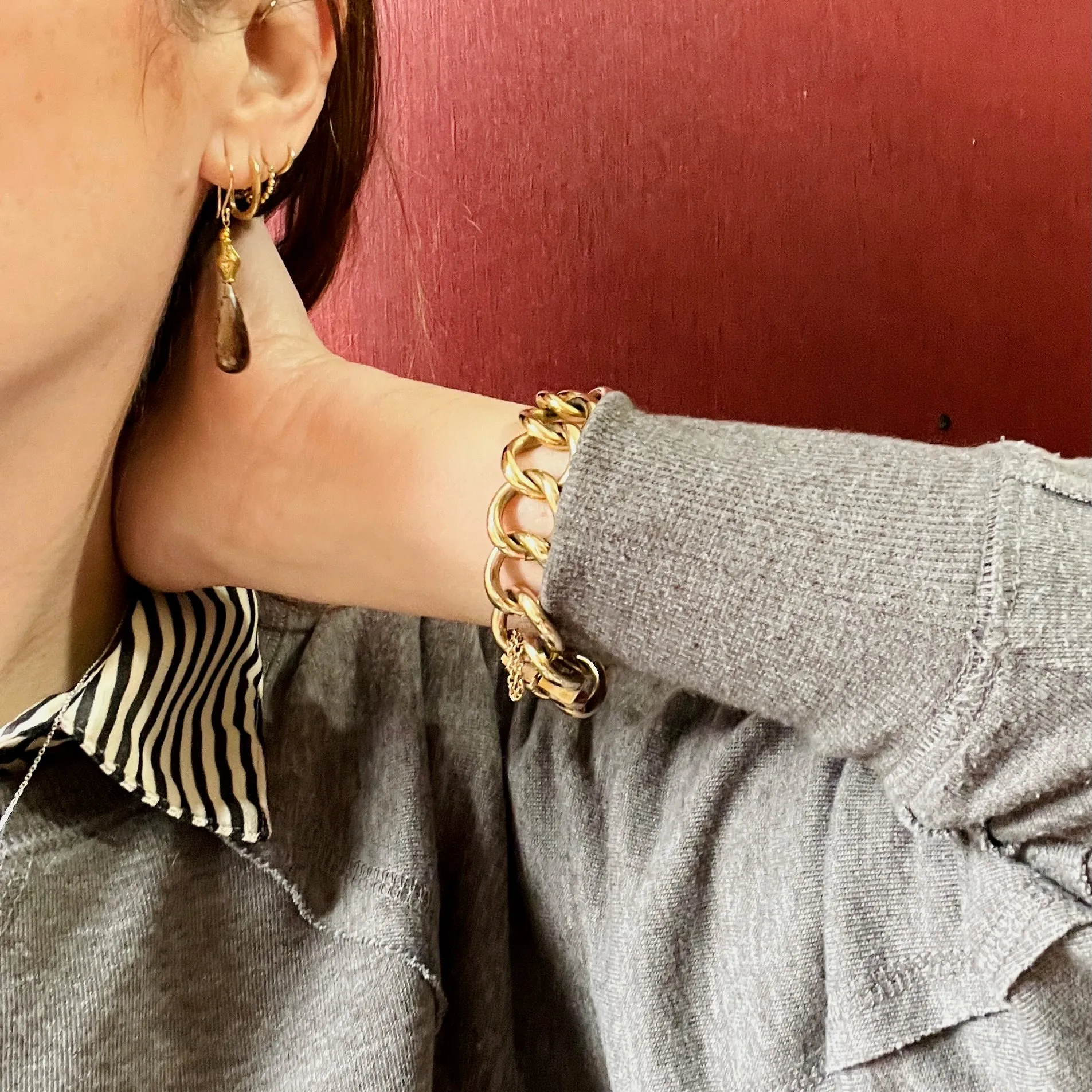 Faceted Smoky Quartz & Antique Gold Earrings by brunet