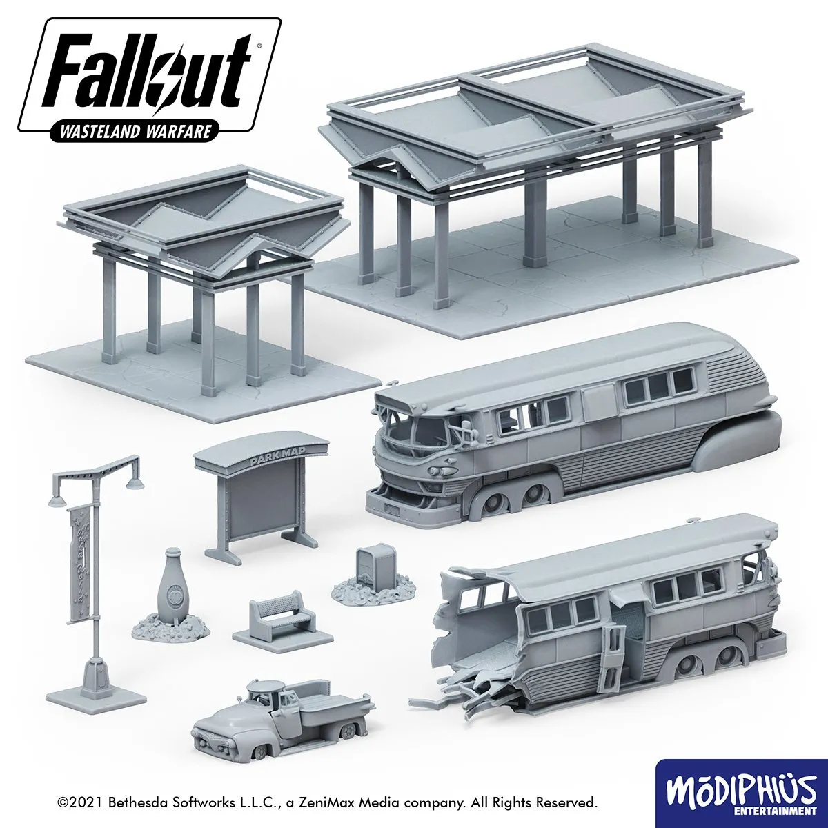 Fallout: Wasteland Warfare - Print at Home - Nuka World Parking Lot STL