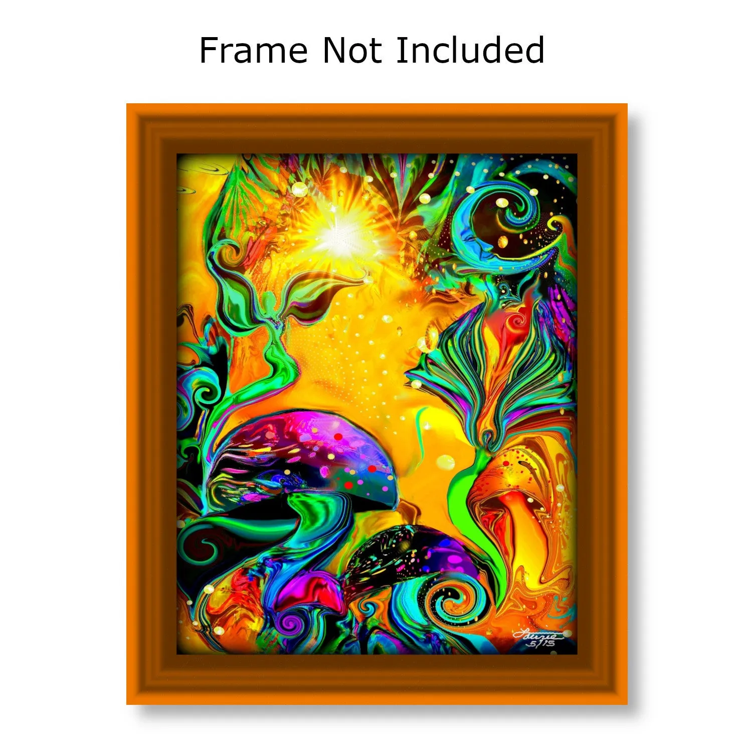 Fantasy Art Print, Fairies and Mushrooms, Colorful Wall Decor, Nursery Art by Primal Painter - "Waking Life"