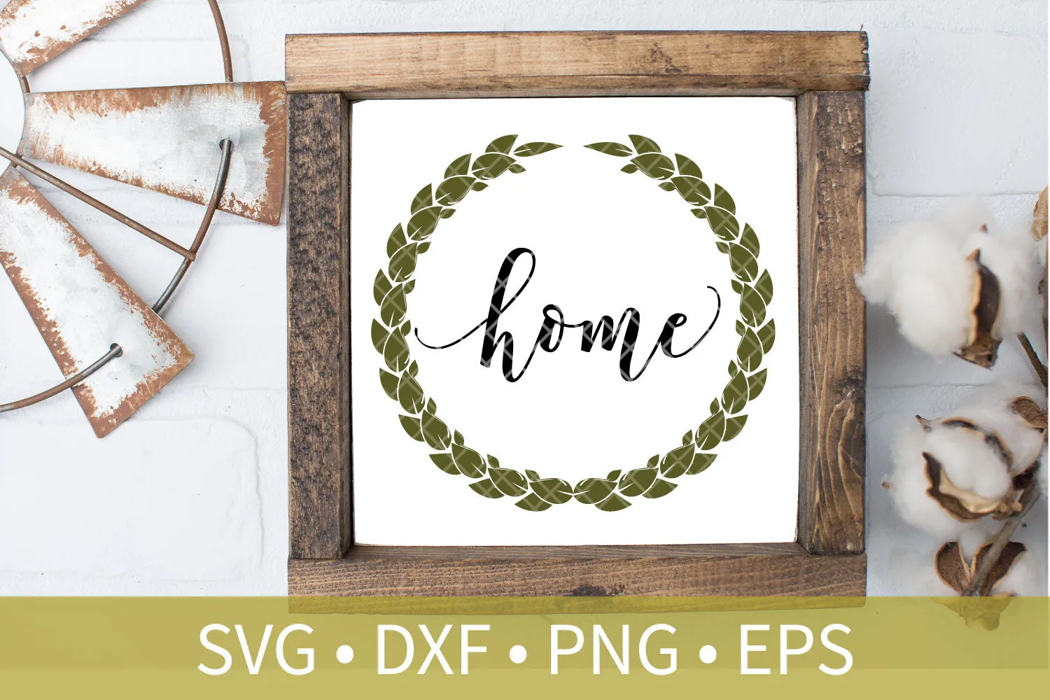 Farmhouse Home Laurel Wreath svg dxf cut file - farmhouse dxf png eps Silhouette Cutting Craft File - Home Wreath sign svg dxf cut file