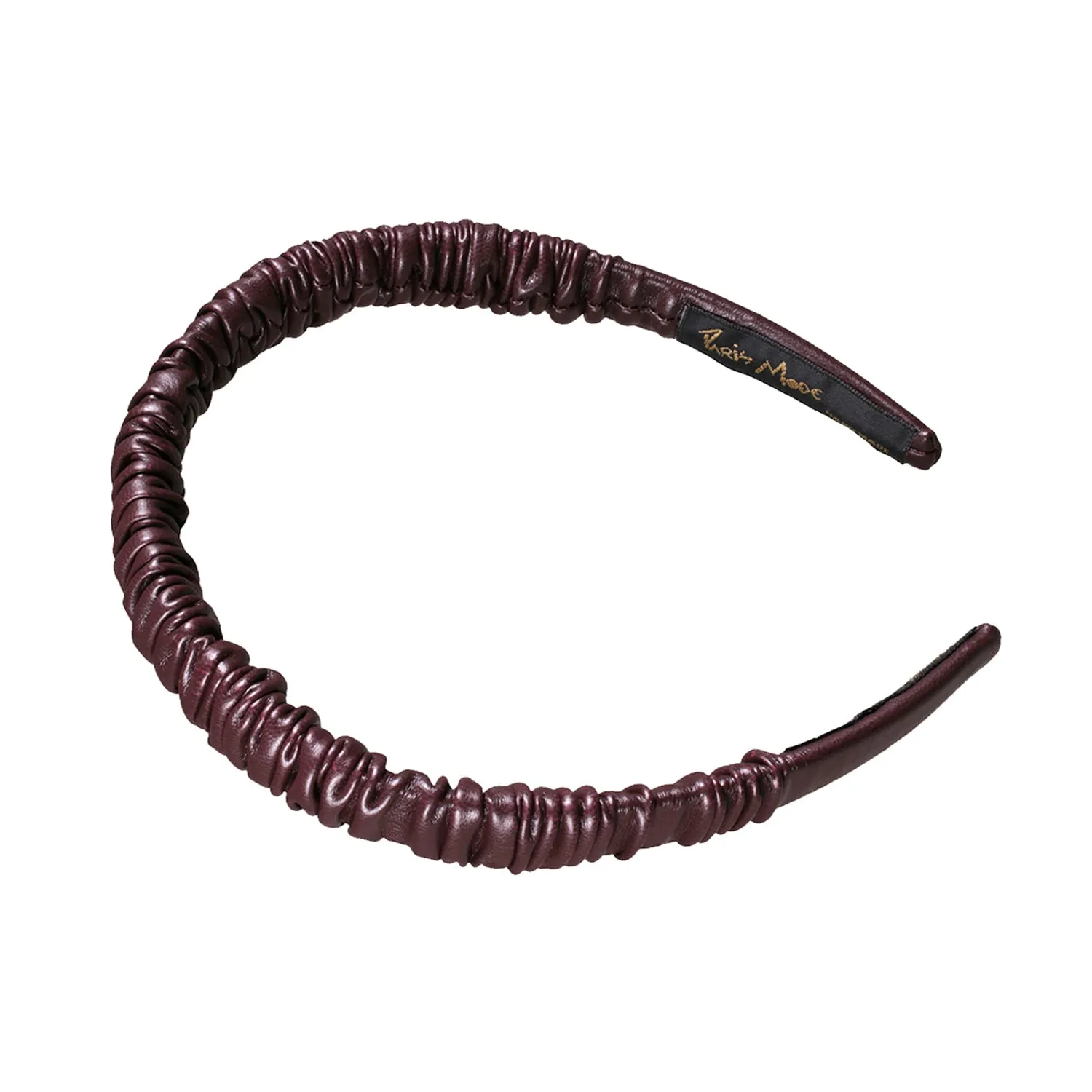 Faux Leather 2 cm Ruffled Brown Headband
