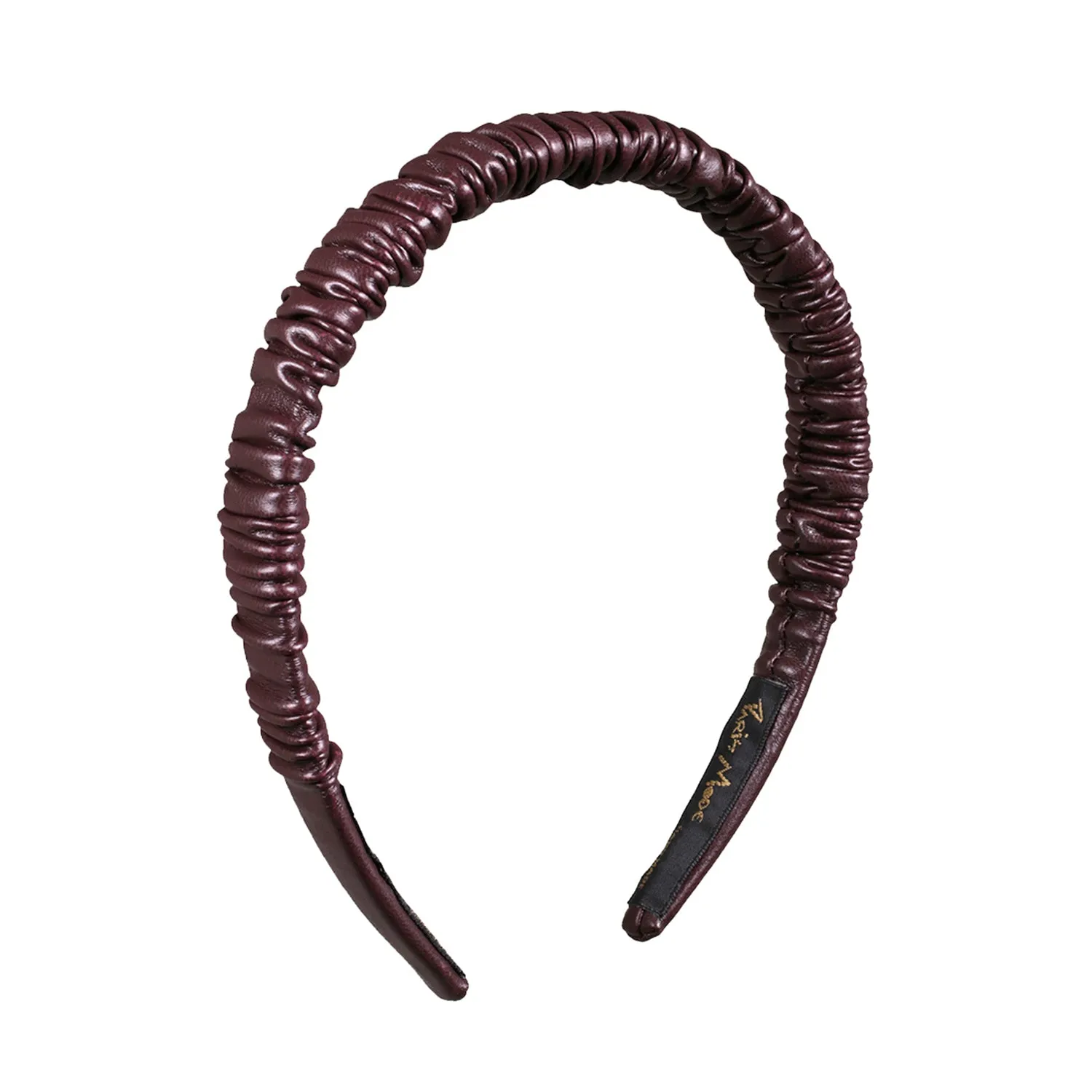 Faux Leather 2 cm Ruffled Brown Headband