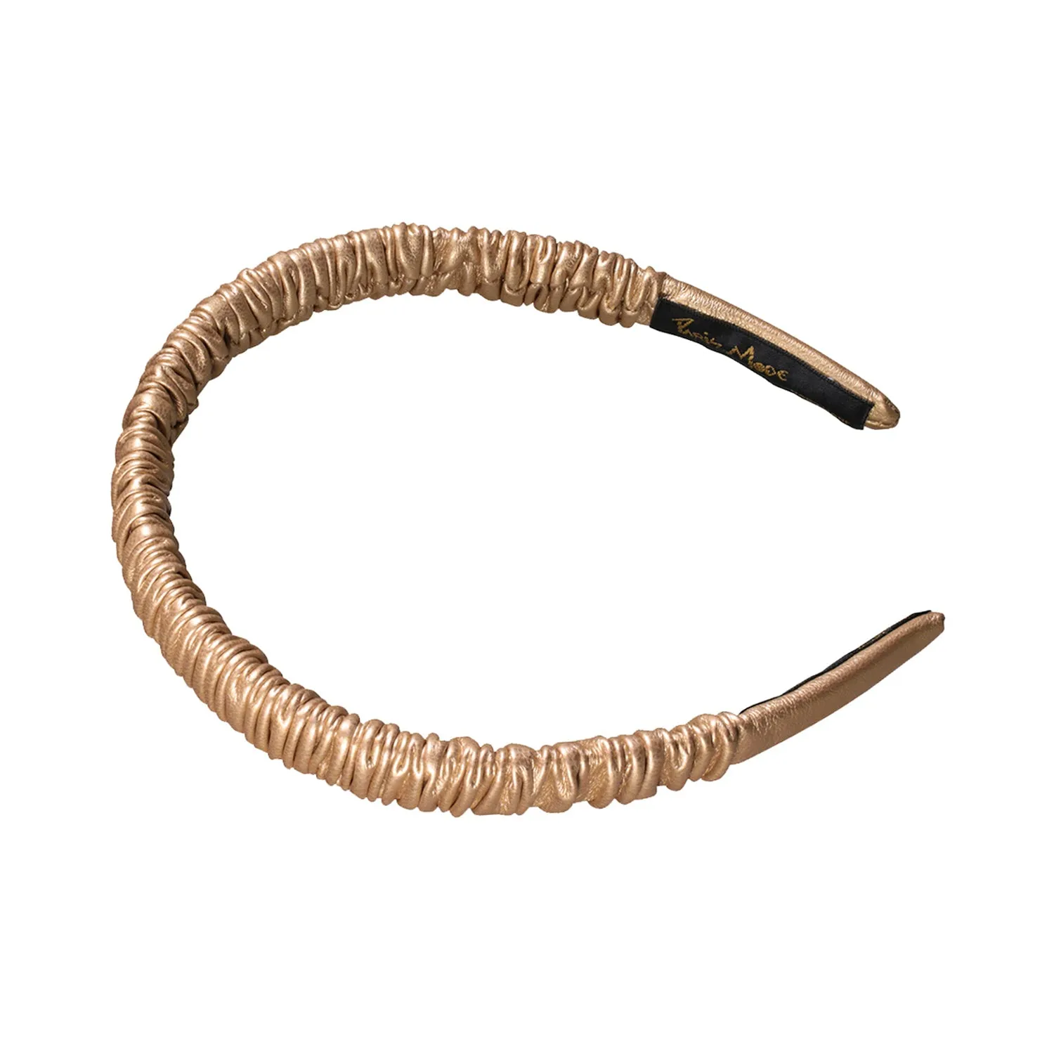 Faux Leather 2 cm Ruffled Gold Headband