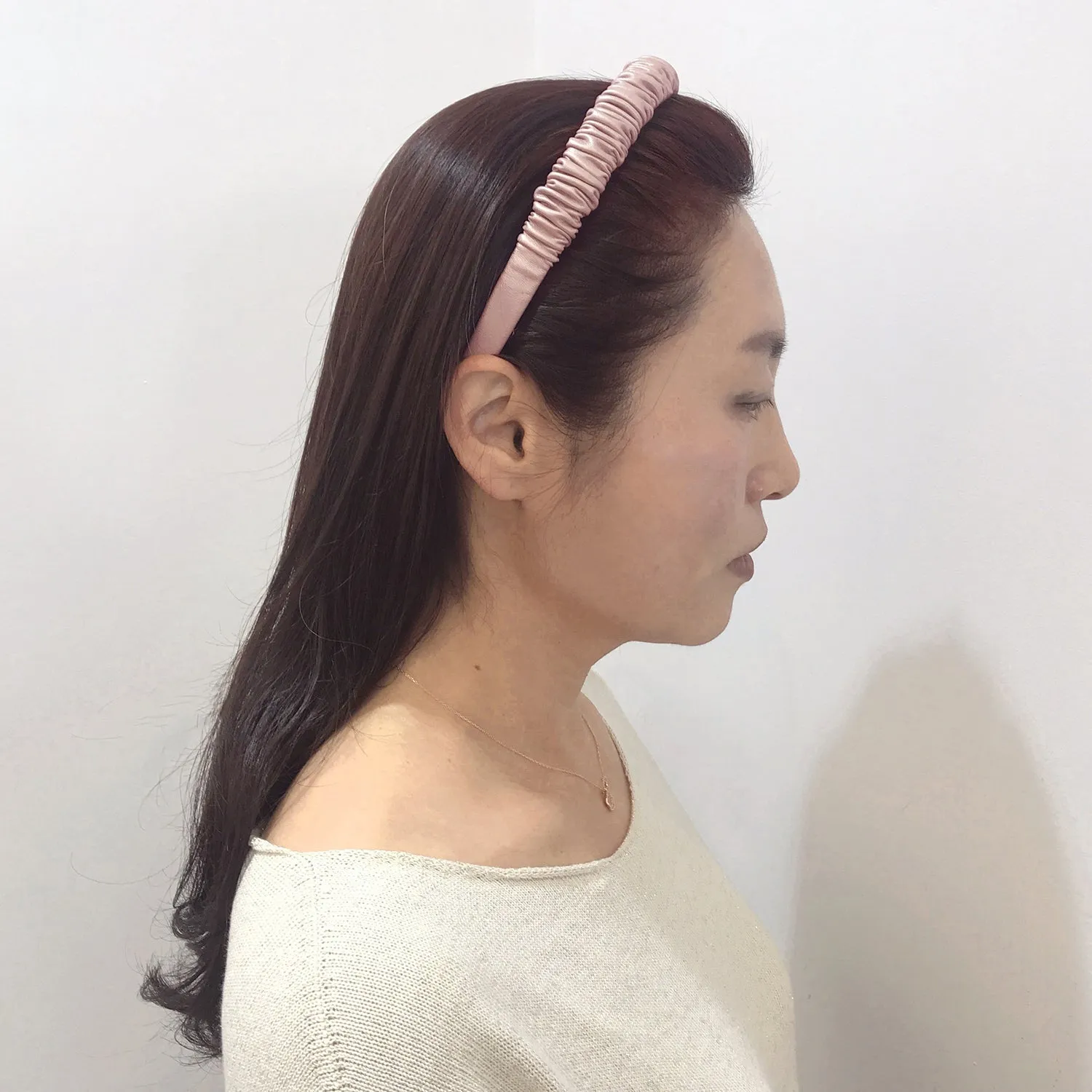 Faux Leather 2 cm Ruffled Nude Headband