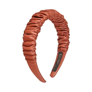 Faux Leather 3 cm Ruffled Camel Headband