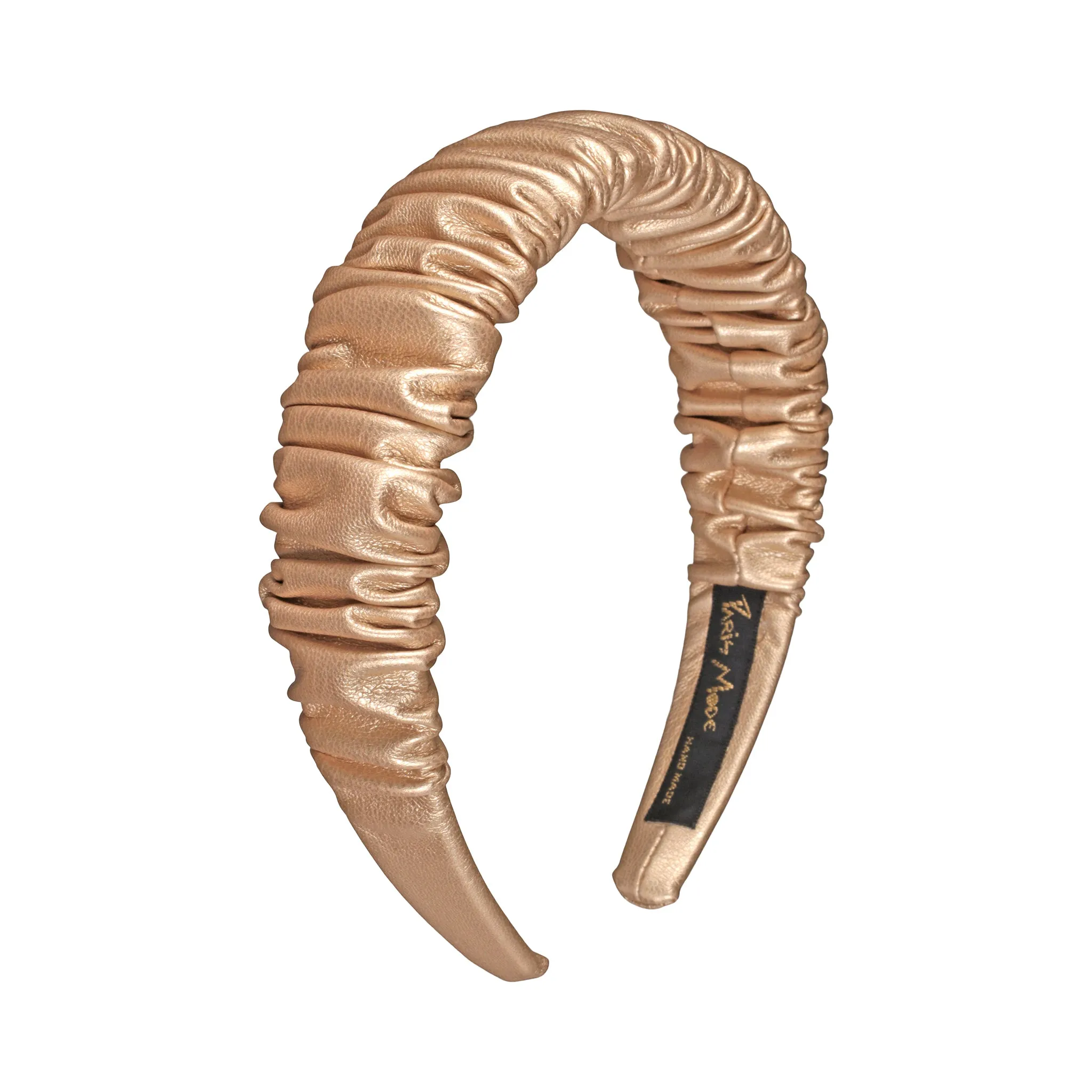 Faux Leather 3 cm Ruffled Gold Headband
