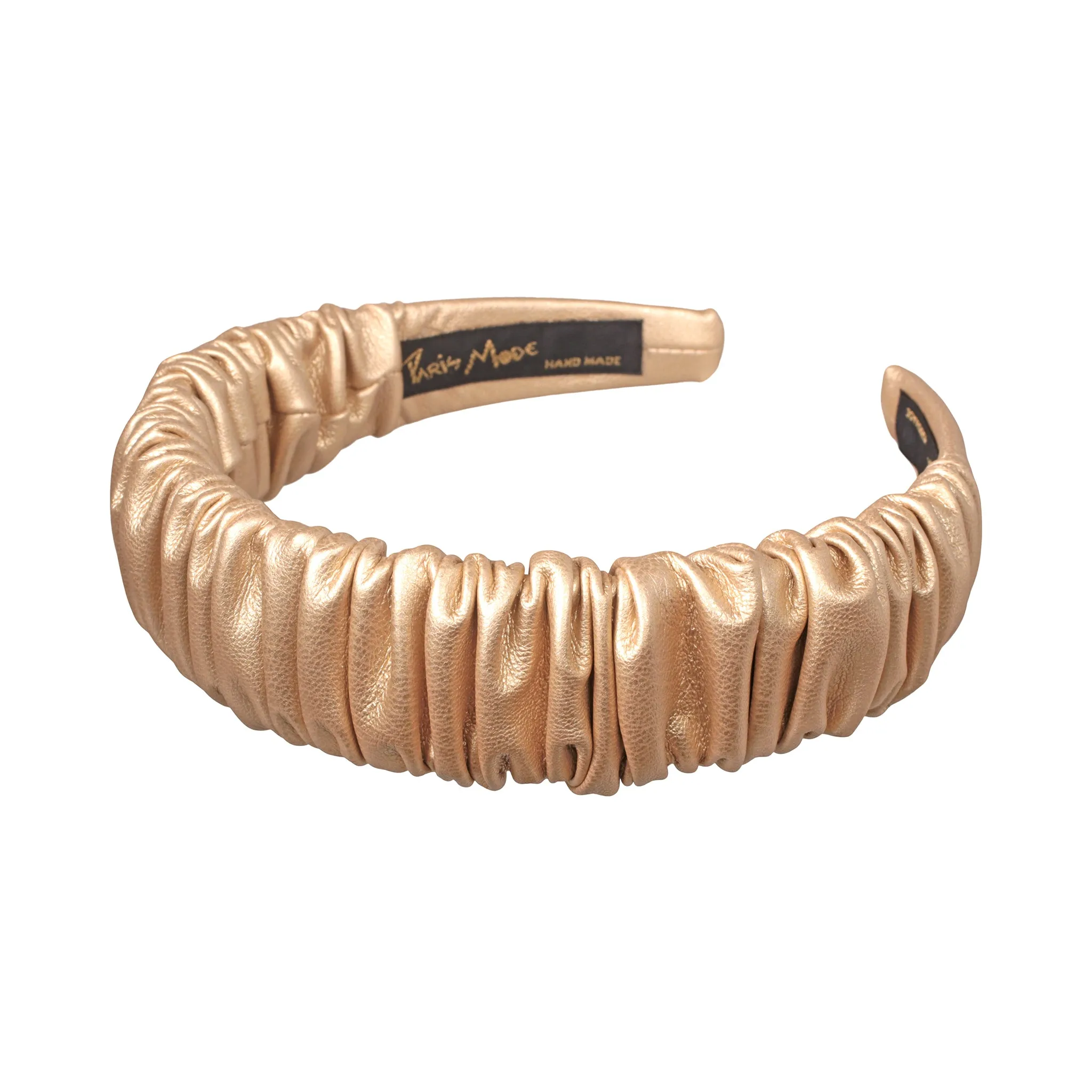 Faux Leather 3 cm Ruffled Gold Headband