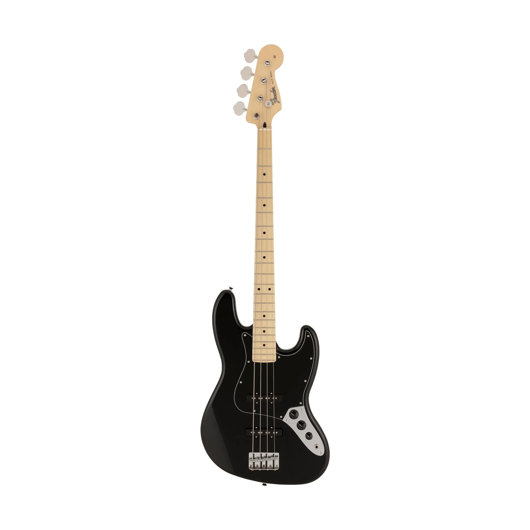 Fender Japan Hybrid II Jazz Bass Guitar, Maple FB, Black
