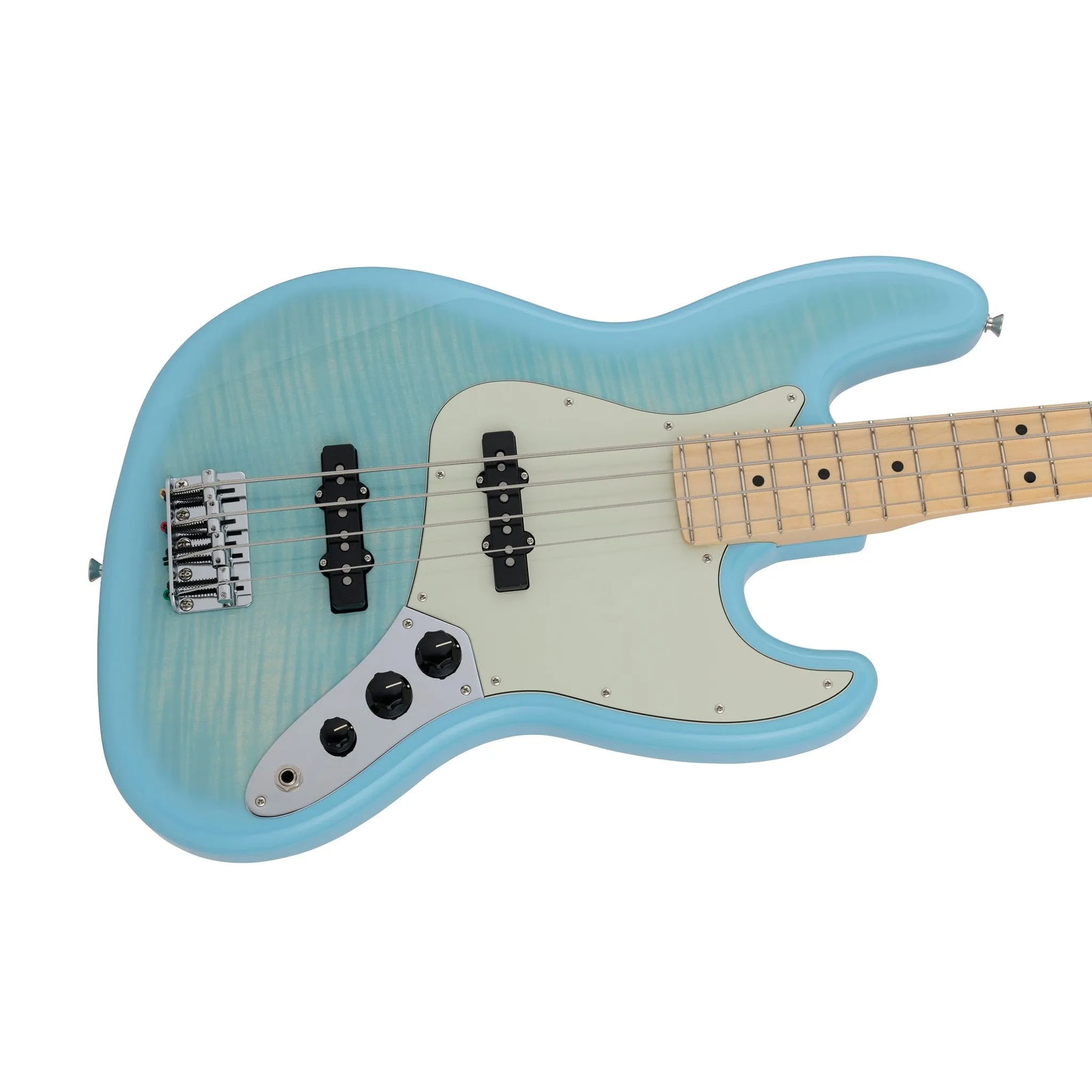 Fender Japan Hybrid II Jazz Bass Guitar, Maple FB, Celeste Blue