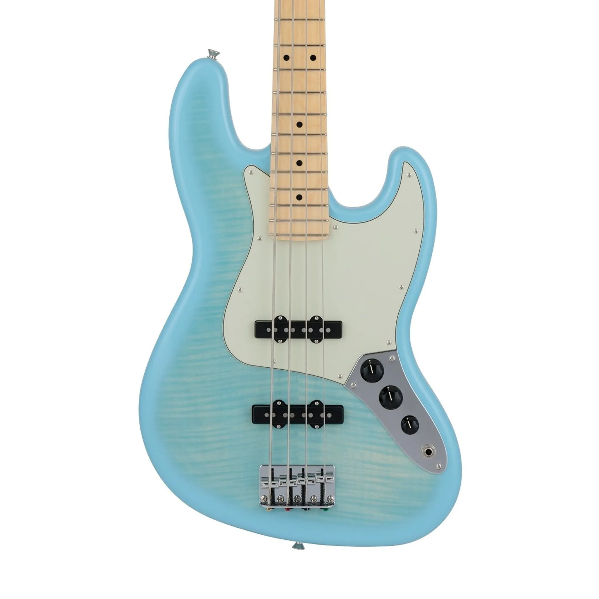 Fender Japan Hybrid II Jazz Bass Guitar, Maple FB, Celeste Blue