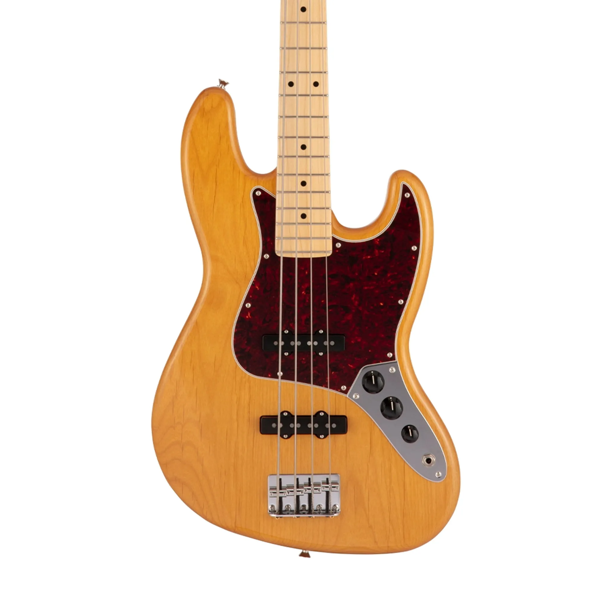 Fender Japan Hybrid II Jazz Bass Guitar, Maple FB, Vintage Natural
