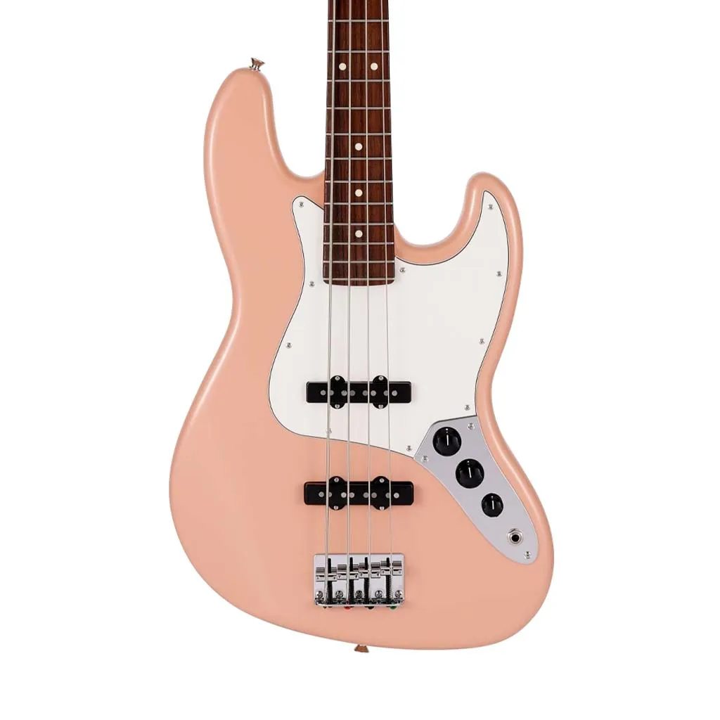 Fender Japan Hybrid II Jazz Bass Guitar, RW FB, Flamingo Pink