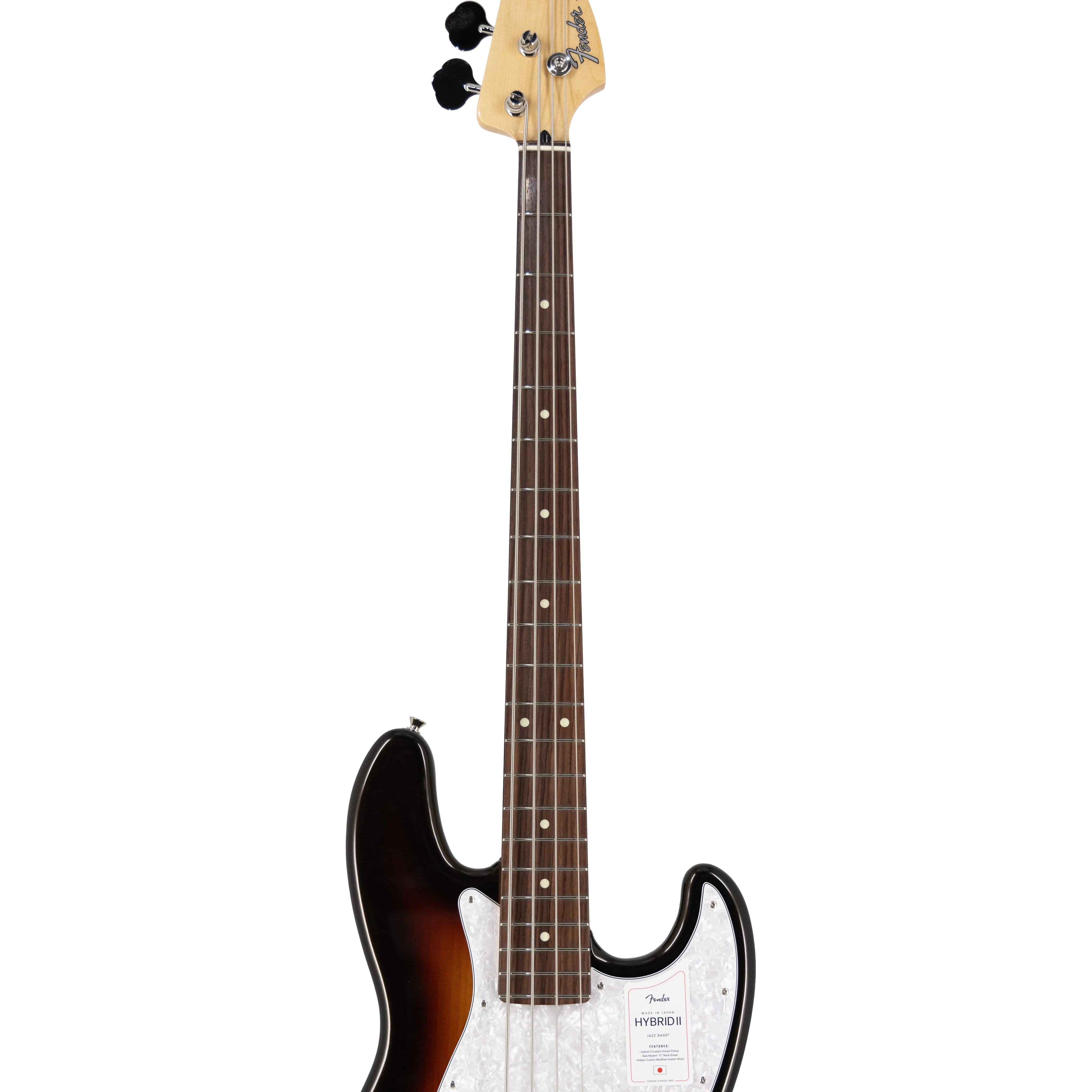 Fender Japan Hybrid II Jazz Bass Guitar, RW FB, Mystic 3-Tone Sunburst