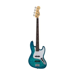 Fender Japan Hybrid II Jazz Bass Guitar w/Quilt Maple Top, RW FB, Aquamarine